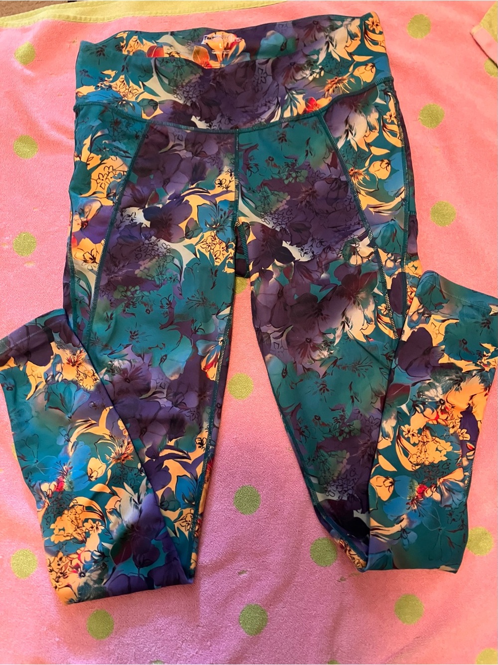 SkirtSports Floral Teal Purple Yellow Leggings